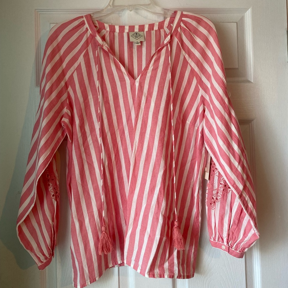 St. John’s Bay Pink and White Stripe Blouse/Tunic Top